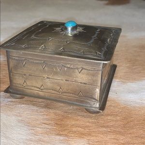 J. Alexander silver turquoise jewelry trinket box